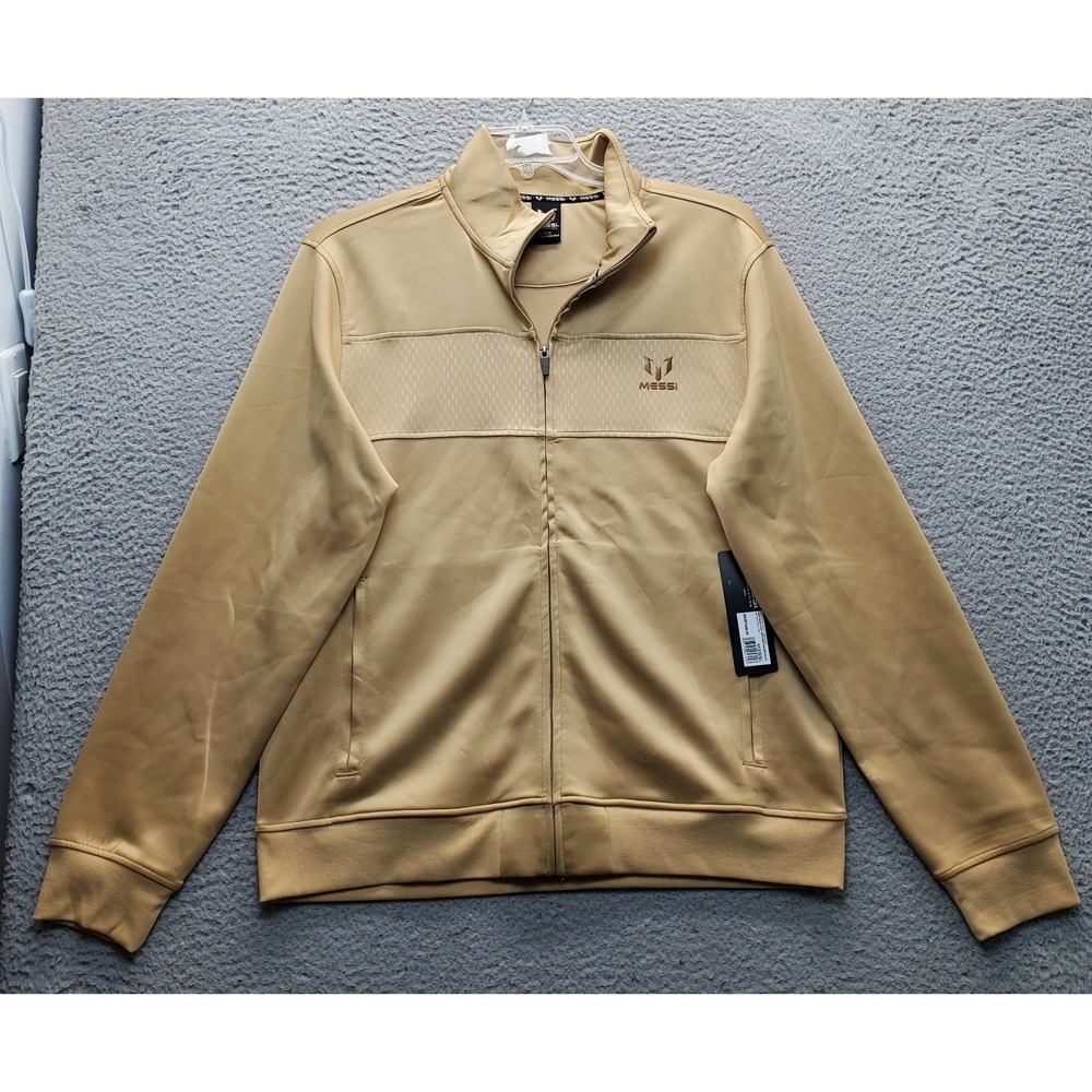 Messi Collection Track Jacket Men's L Brown Texture Panel Long Sleeve Full Zip
